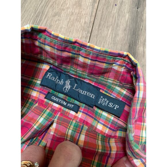 Ralph Lauren Men’s S / P Custom Fit Pink Green Logo Hit Button Down Shirt Long S - Picture 2 of 7